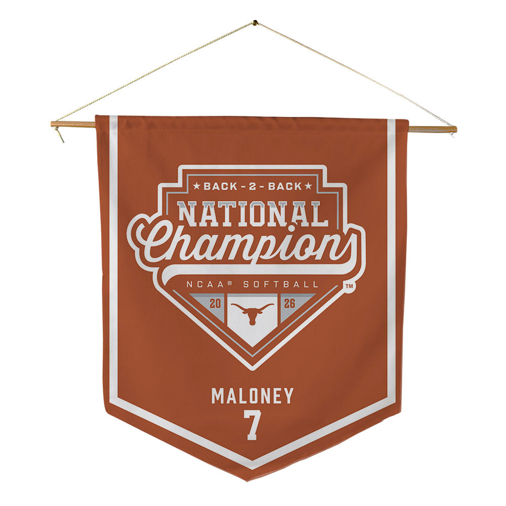 Texas - NCAA Softball : Ashton Maloney - National Champions 2026 Pennant - 18" x 21"-0