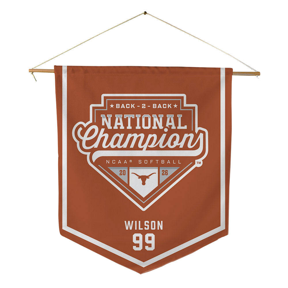 Texas - NCAA Softball : Drea Wilson - National Champions 2026 Pennant - 18" x 21"-0