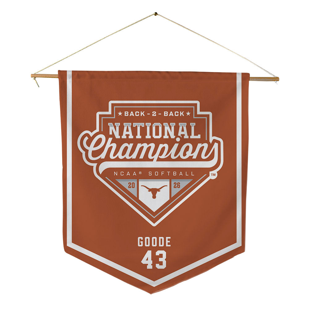 Texas - NCAA Softball : Leighann Goode - National Champions 2026 Pennant - 18" x 21"-0