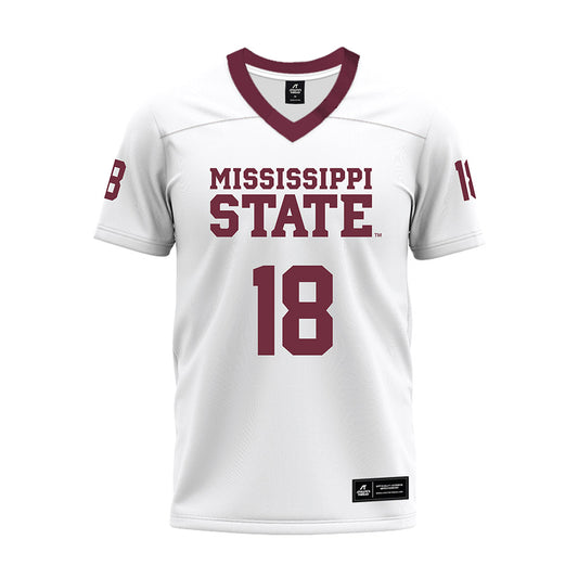 Mississippi State - NCAA Football : Riley Williams - White Premium Football Jersey-0