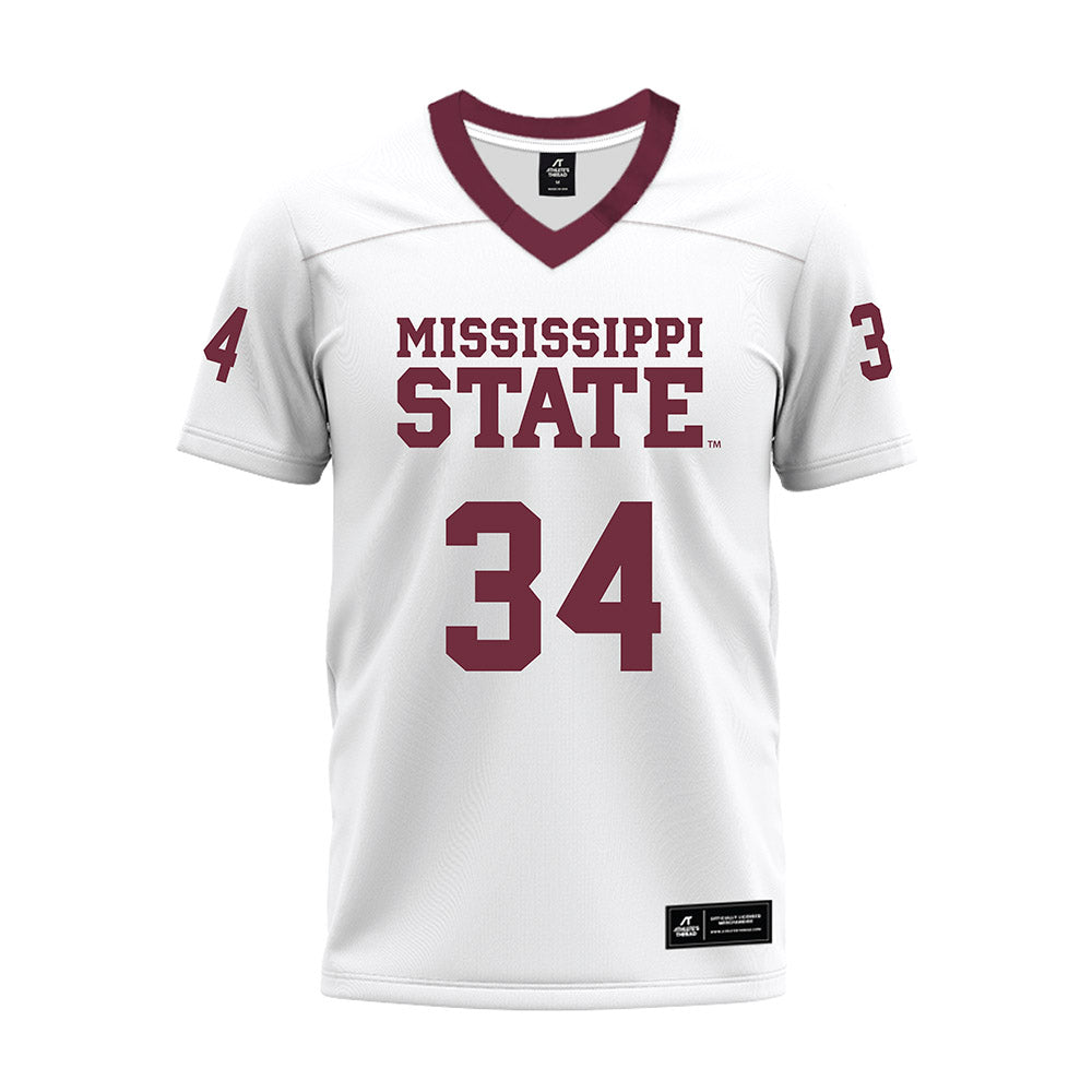 Mississippi State - NCAA Football : Vic Sutton - White Premium Football Jersey-0