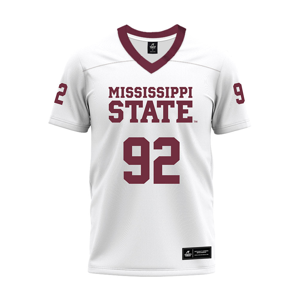 Mississippi State - NCAA Football : Kaleb Morris - White Premium Football Jersey-0