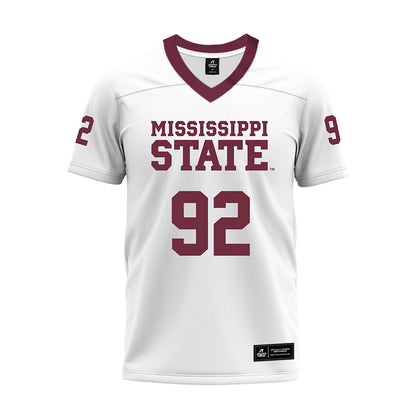 Mississippi State - NCAA Football : Kaleb Morris - White Premium Football Jersey-0