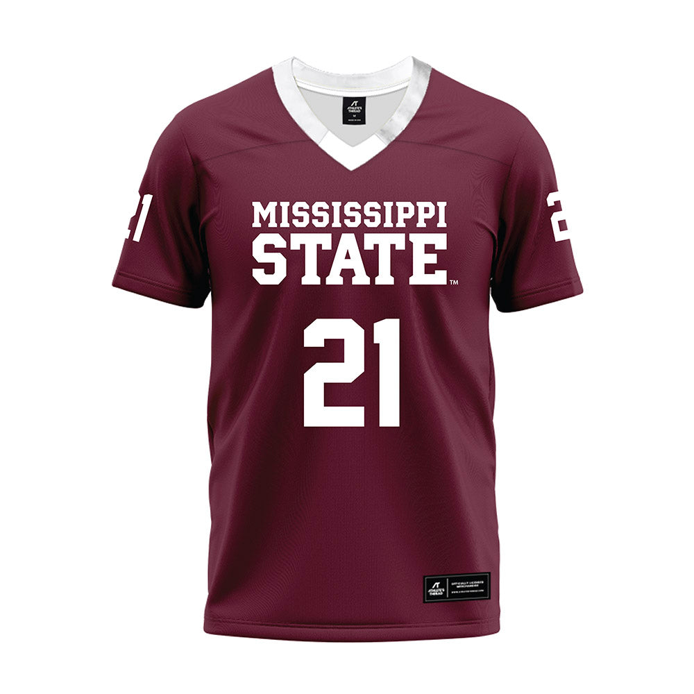 Mississippi State - NCAA Football : J.J. Hill - Maroon Premium Football Jersey-0