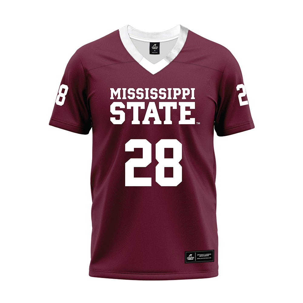Mississippi State - NCAA Football : Tanner Johnson - Maroon Premium Football Jersey-0