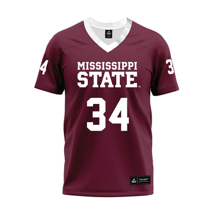 Mississippi State - NCAA Football : Vic Sutton - Maroon Premium Football Jersey-0