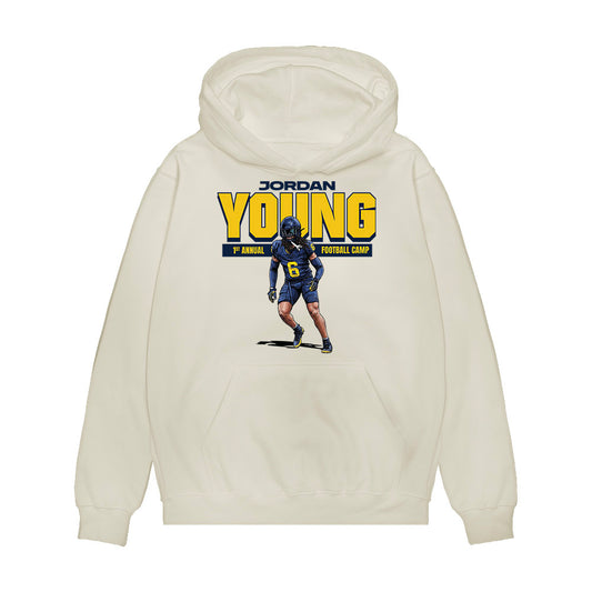 Michigan - NCAA Football : Jordan Young - 1st Annual Football Camp Premium Hooded Sweatshirt-0