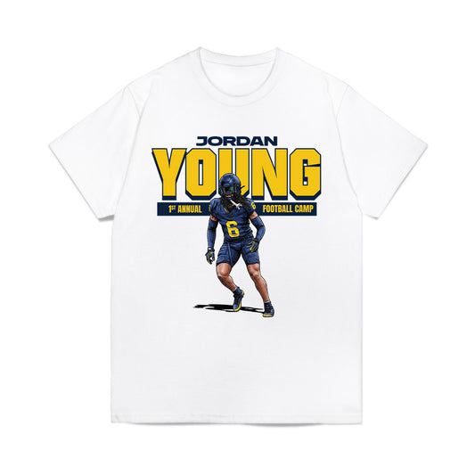 Michigan - NCAA Football : Jordan Young - 1st Annual Football Camp Comfort Colors T-Shirt-0