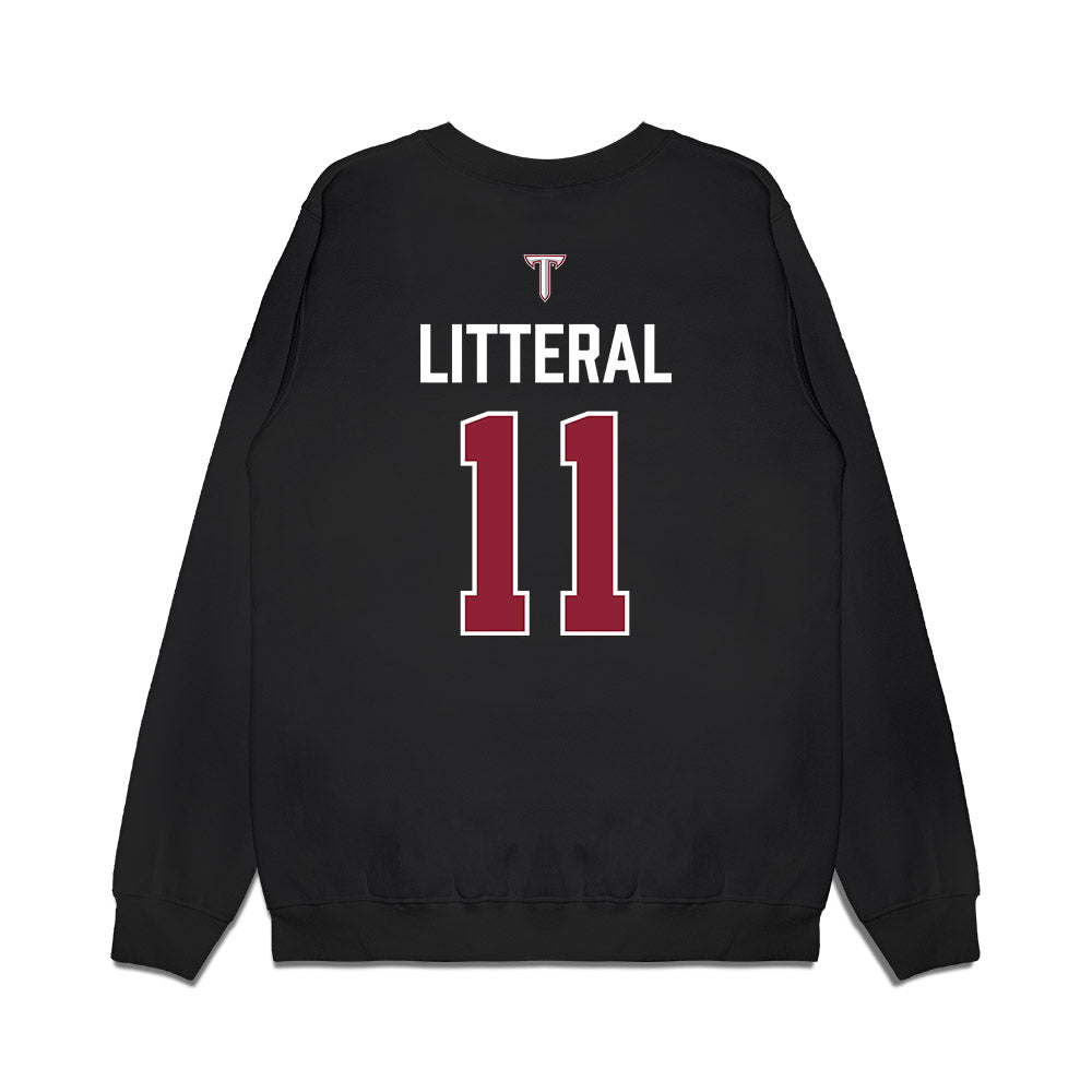 Troy - NCAA Baseball : Lucas Litteral - College World Series Premium Crewneck Sweatshirt-1