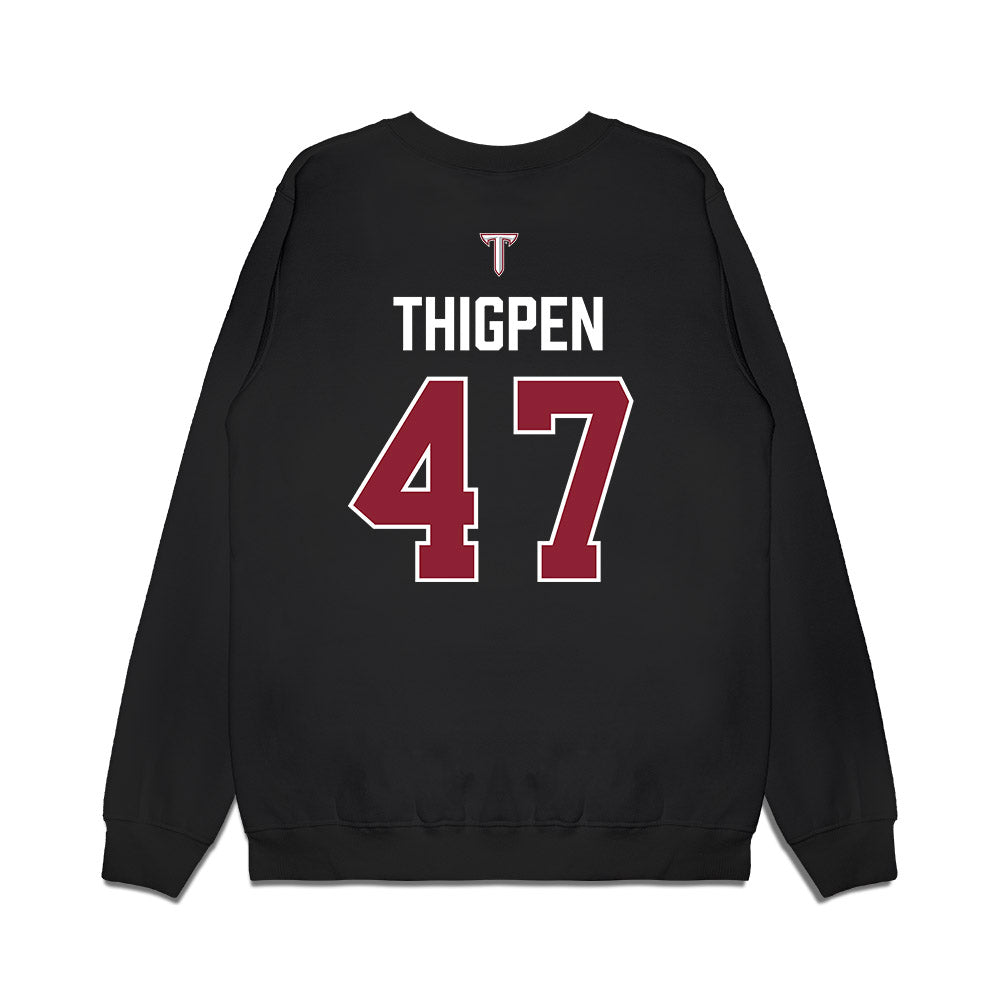 Troy - NCAA Baseball : Noah Thigpen - College World Series Premium Crewneck Sweatshirt-1