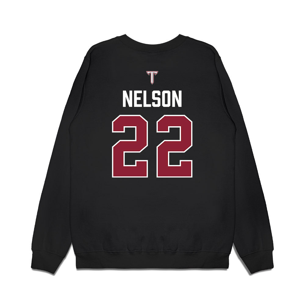 Troy - NCAA Baseball : Drew Nelson - College World Series Premium Crewneck Sweatshirt-1