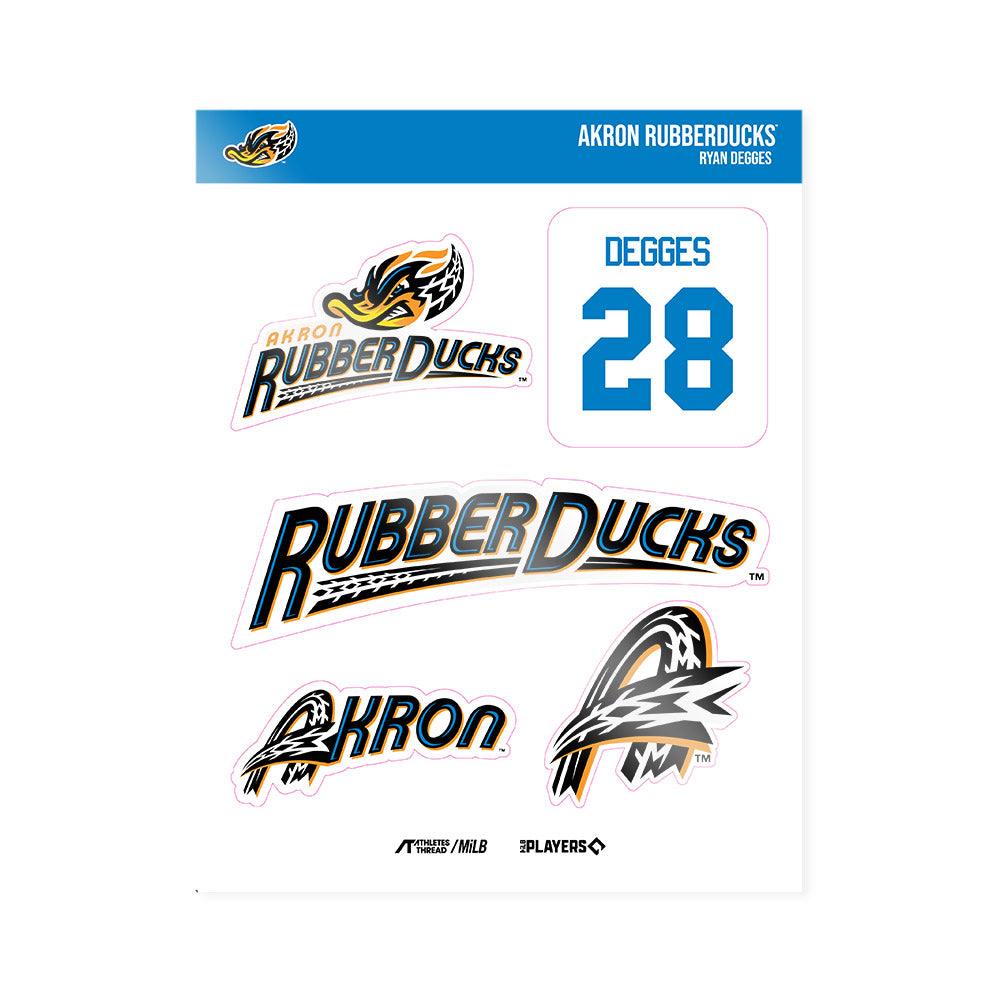 Akron Rubber Ducks - MILB Baseball : Ryan Degges - Sticker Sheet-0