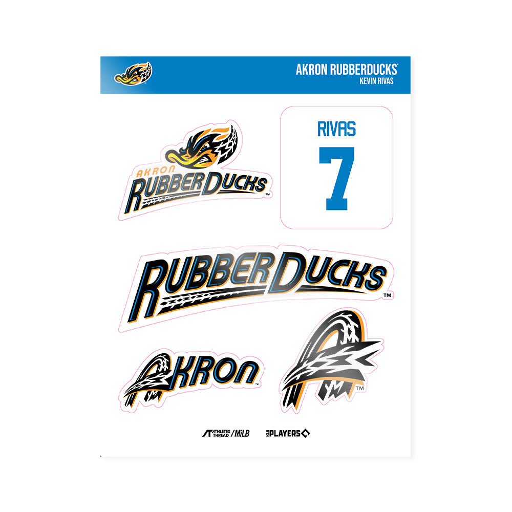 Akron Rubber Ducks - MILB Baseball : Kevin Rivas - Sticker Sheet-0