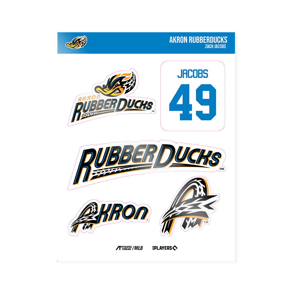 Akron Rubber Ducks - MILB Baseball : Zach Jacobs - Sticker Sheet-0