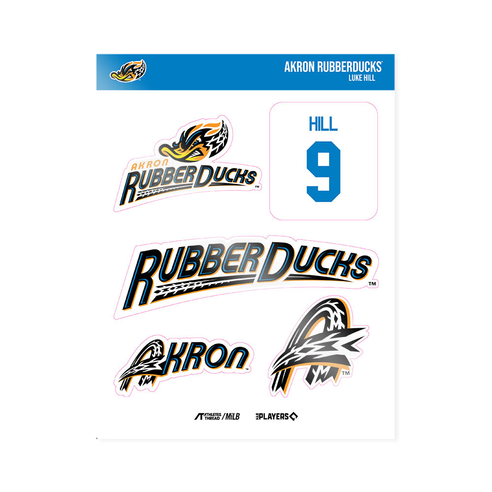 Akron Rubber Ducks - MILB Baseball : Luke Hill - Sticker Sheet-0