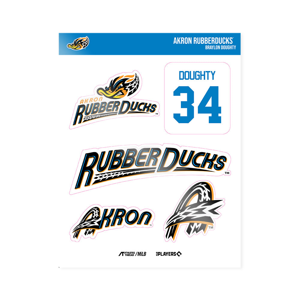 Akron Rubber Ducks - MILB Baseball : Braylon Doughty - Sticker Sheet-0