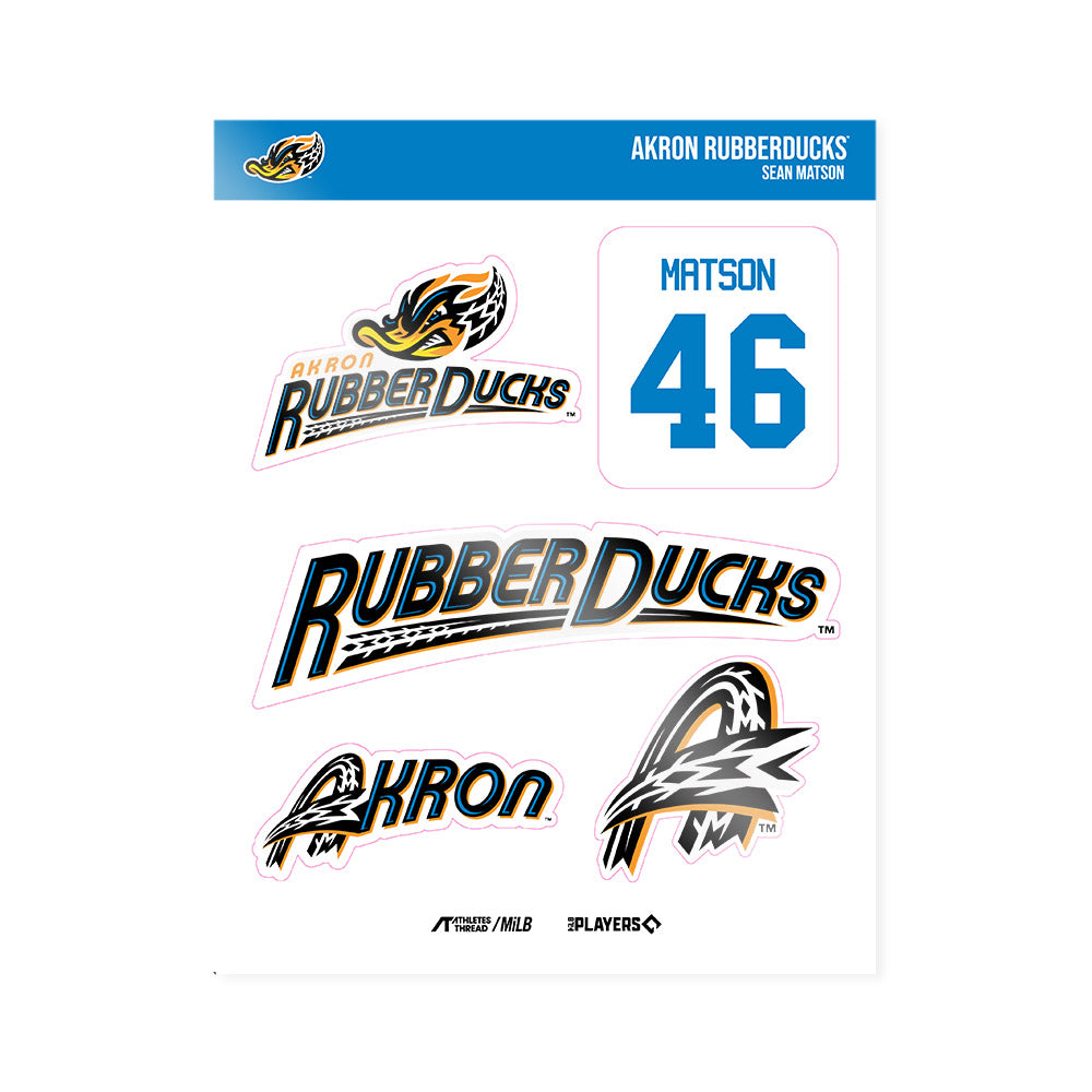 Akron Rubber Ducks - MILB Baseball : Sean Matson - Sticker Sheet-0