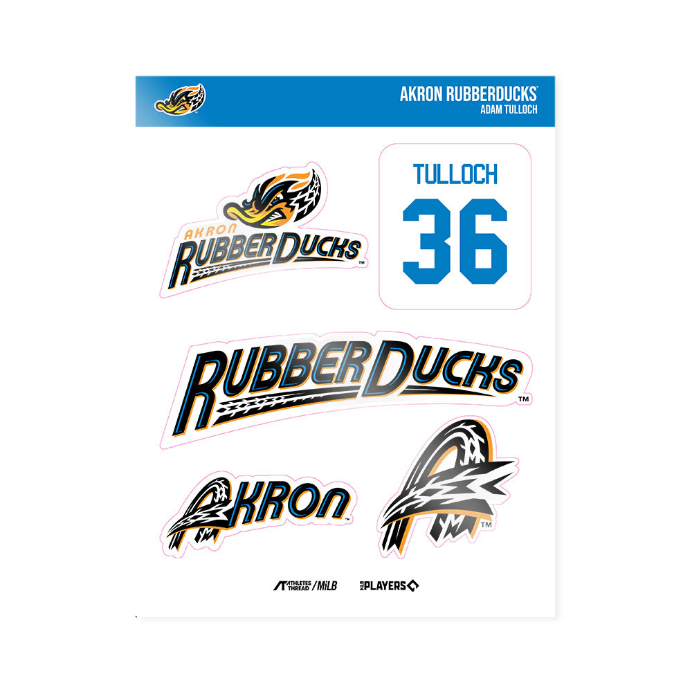 Akron Rubber Ducks - MILB Baseball : Adam Tulloch - Sticker Sheet-0
