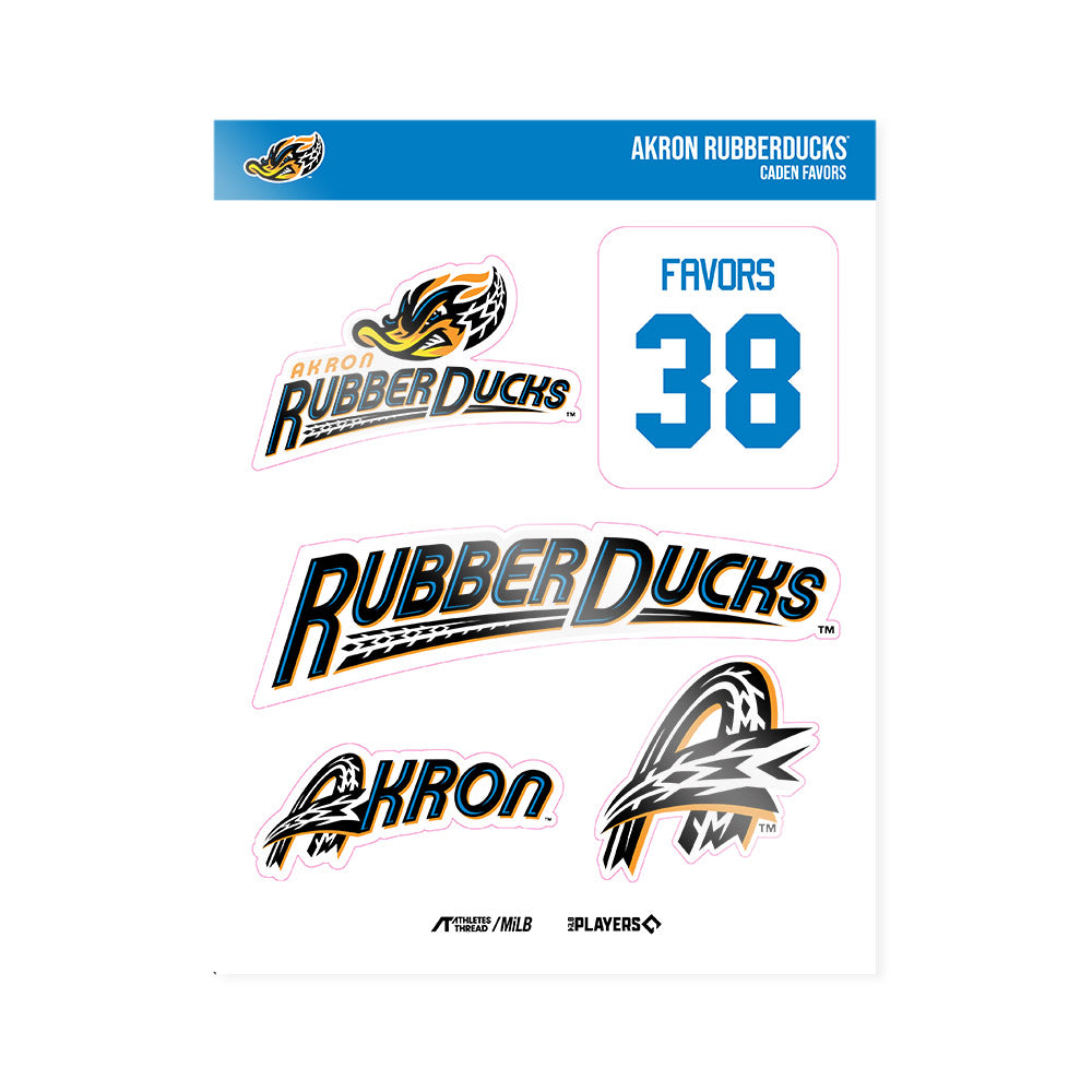 Akron Rubber Ducks - MILB Baseball : Caden Favors - Sticker Sheet-0