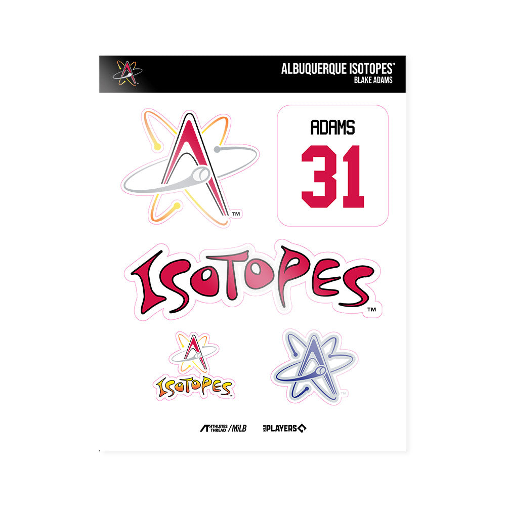 Albuquerque Topes - MILB Baseball : Blake Adams - Sticker Sheet-0