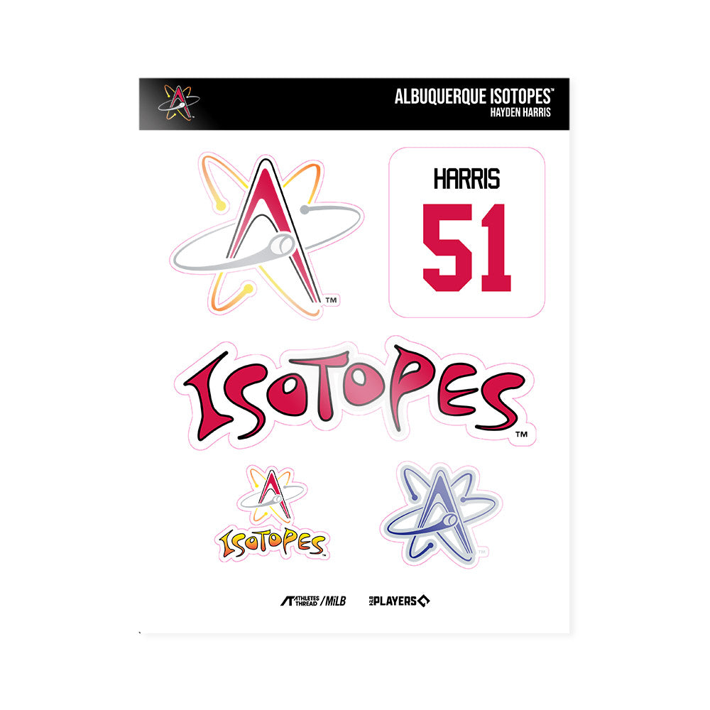 Albuquerque Topes - MILB Baseball : Hayden Harris - Sticker Sheet-0