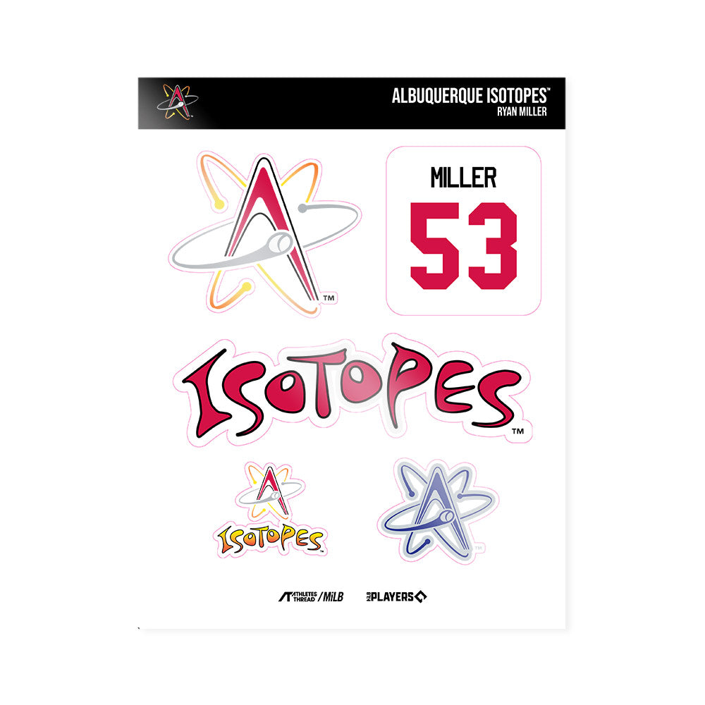 Albuquerque Topes - MILB Baseball : Ryan Miller - Sticker Sheet-0