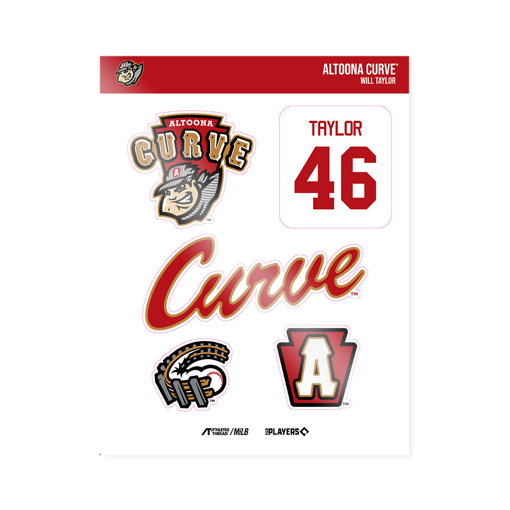 Altoona Curve - MILB Baseball : Will Taylor - Sticker Sheet-0