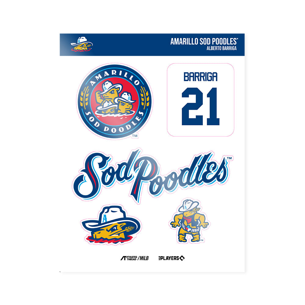 Amarillo Sod Poodles - MILB Baseball : Alberto Barriga - Sticker Sheet-0