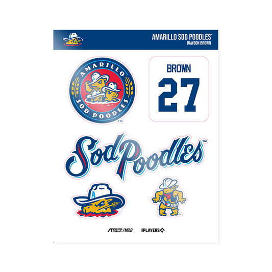 Amarillo Sod Poodles - MILB Baseball : Dawson Brown - Sticker Sheet-0