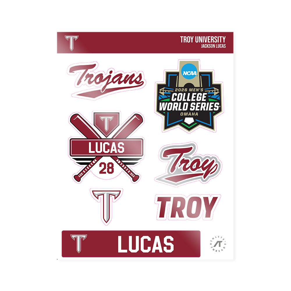 Troy - NCAA Baseball : Jackson Lucas - Sticker Sheet-0