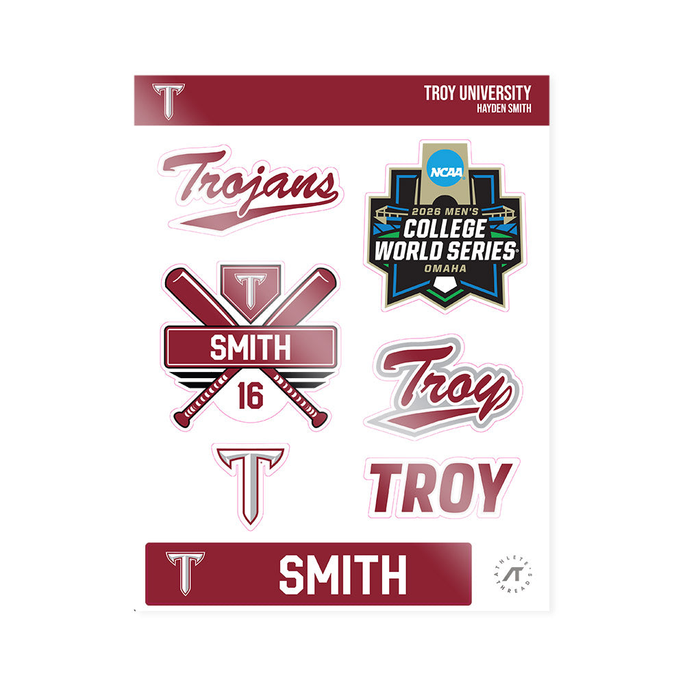 Troy - NCAA Baseball : Hayden Smith - Sticker Sheet-0