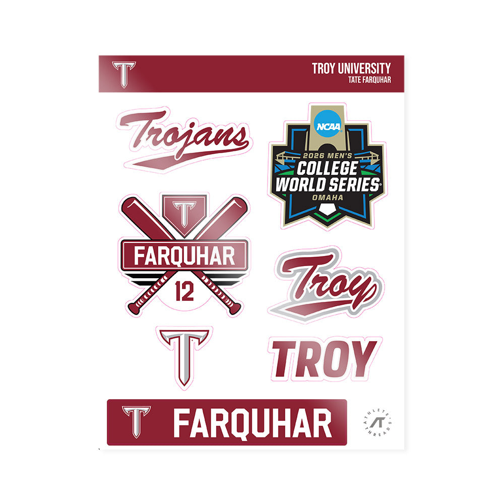 Troy - NCAA Baseball : Tate Farquhar - Sticker Sheet-0