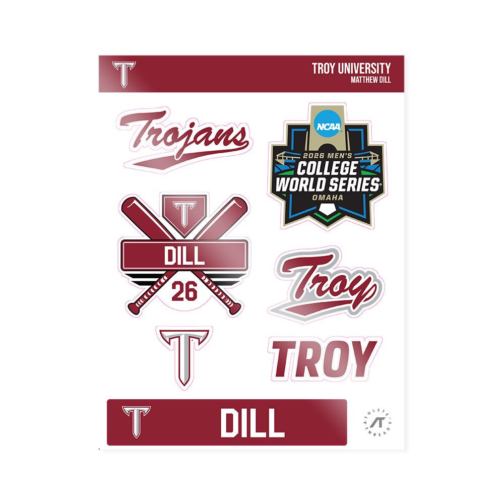 Troy - NCAA Baseball : Matthew Dill - Sticker Sheet-0