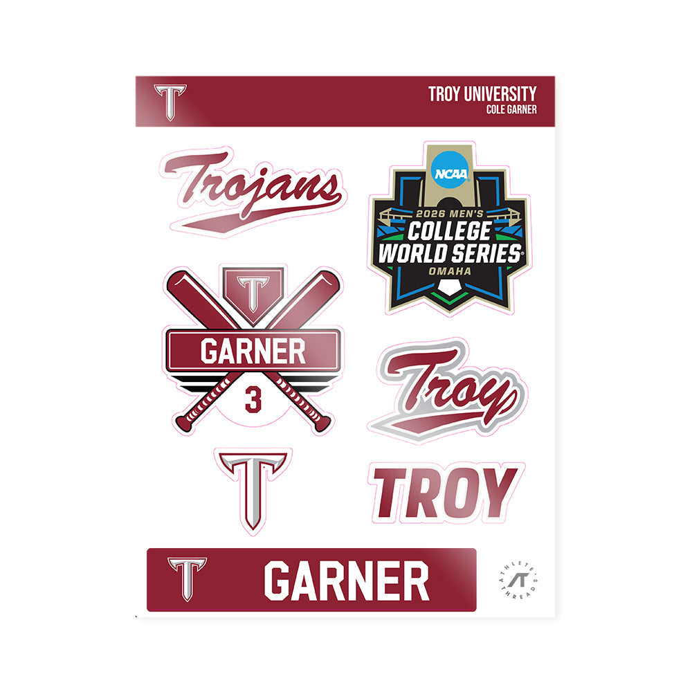 Troy - NCAA Baseball : Cole Garner - Sticker Sheet-0