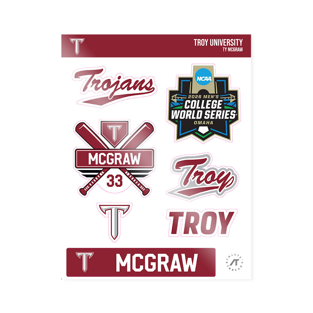 Troy - NCAA Baseball : Ty McGraw - Sticker Sheet-0