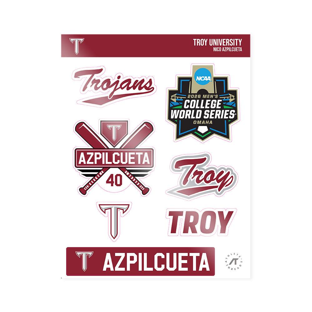 Troy - NCAA Baseball : Nico Azpilcueta - Sticker Sheet-0