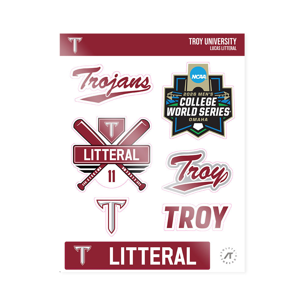 Troy - NCAA Baseball : Lucas Litteral - Sticker Sheet-0
