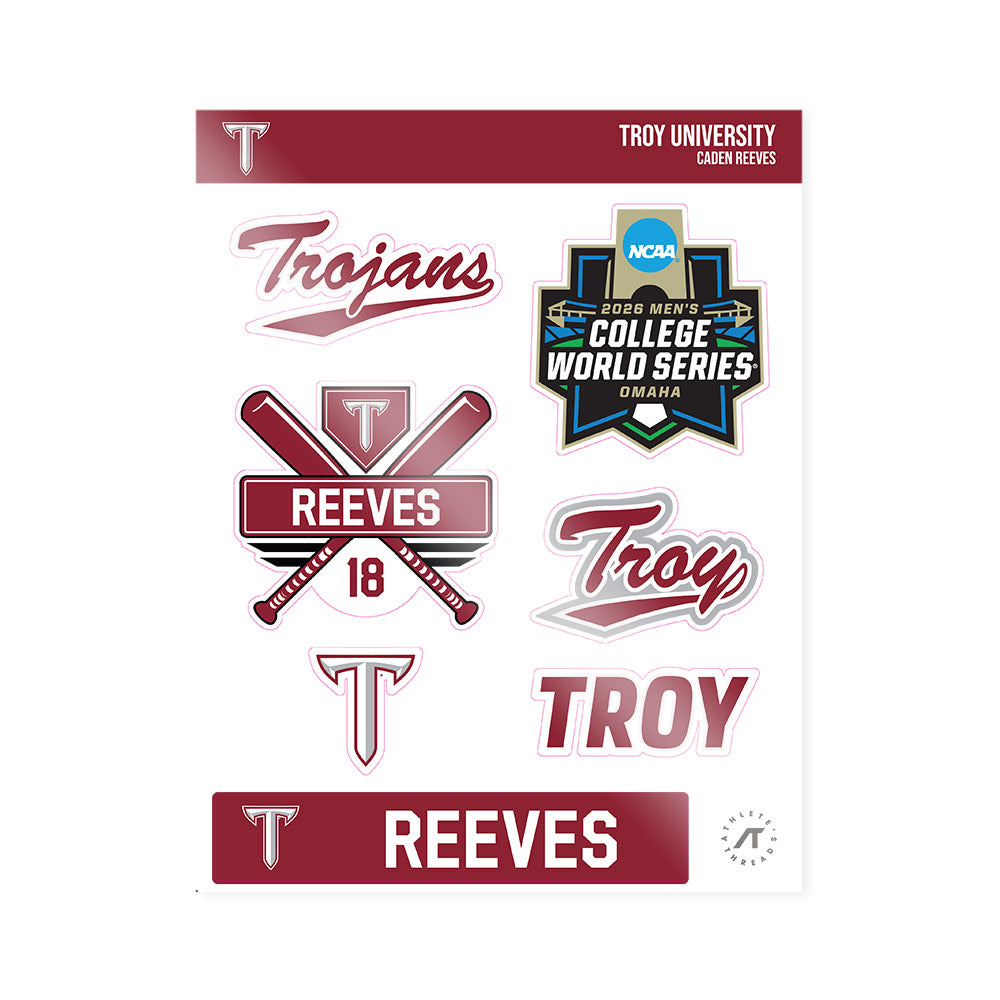 Troy - NCAA Baseball : Caden Reeves - Sticker Sheet-0
