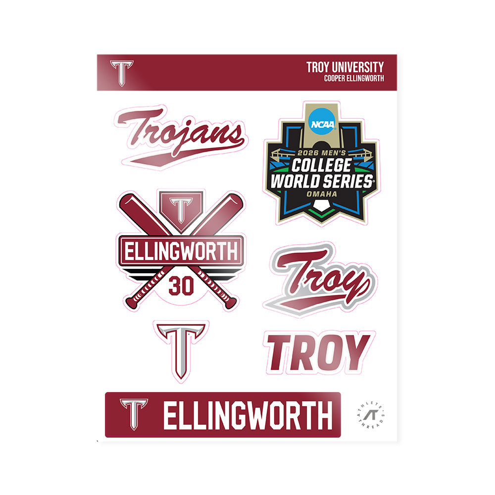 Troy - NCAA Baseball : Cooper Ellingworth - Sticker Sheet-0