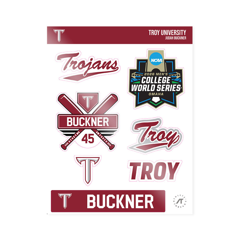 Troy - NCAA Baseball : Judah Buckner - Sticker Sheet-0