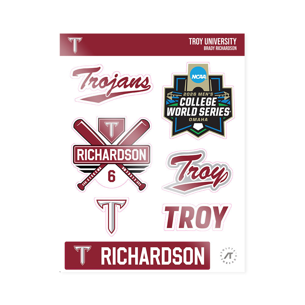 Troy - NCAA Baseball : Brady Richardson - Sticker Sheet-0