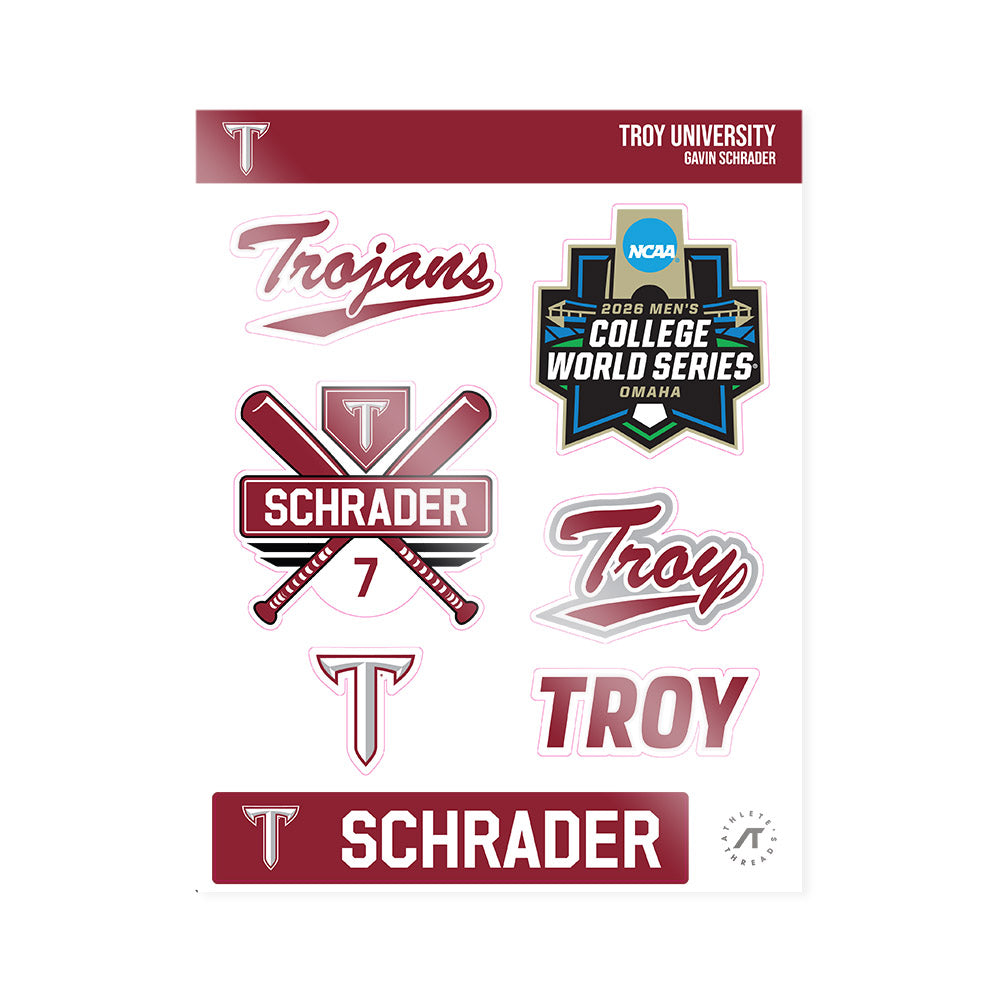 Troy - NCAA Baseball : Gavin Schrader - Sticker Sheet-0