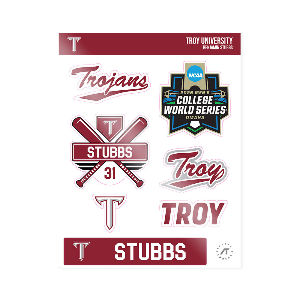 Troy - NCAA Baseball : Benjamin Stubbs - Sticker Sheet-0