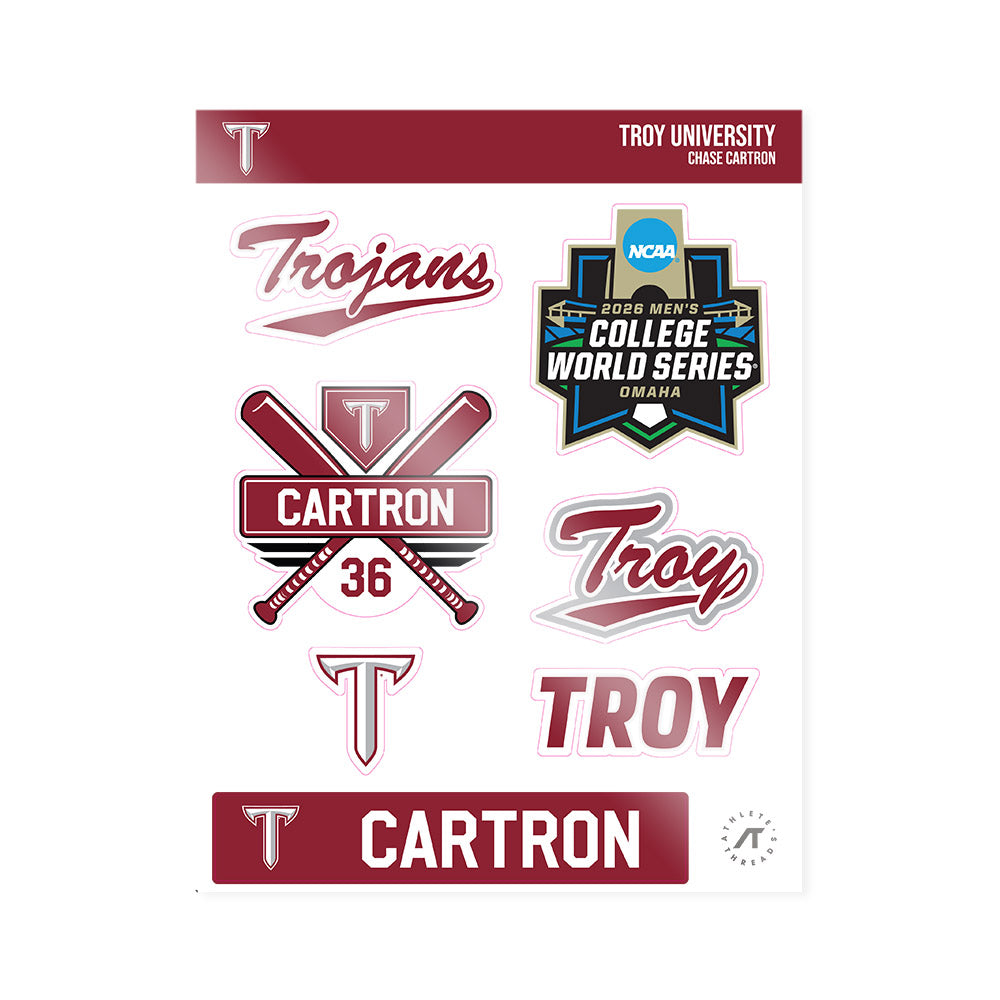 Troy - NCAA Baseball : Chase Cartron - Sticker Sheet-0