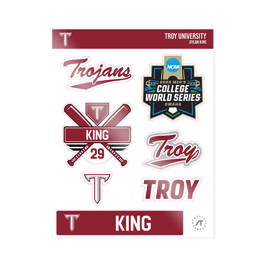 Troy - NCAA Baseball : Dylan King - Sticker Sheet-0