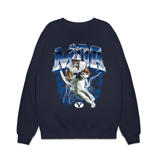 BYU - NCAA Football : Sione Moa - Collage Premium Crewneck Sweatshirt-0