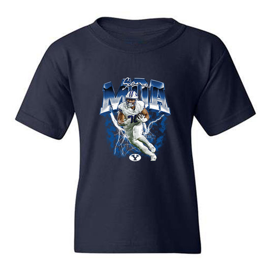 BYU - NCAA Football : Sione Moa - Collage Youth T-Shirt-0