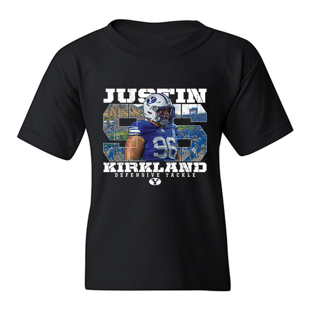 BYU - NCAA Football : Justin Kirkland - Collage Youth T-Shirt-0