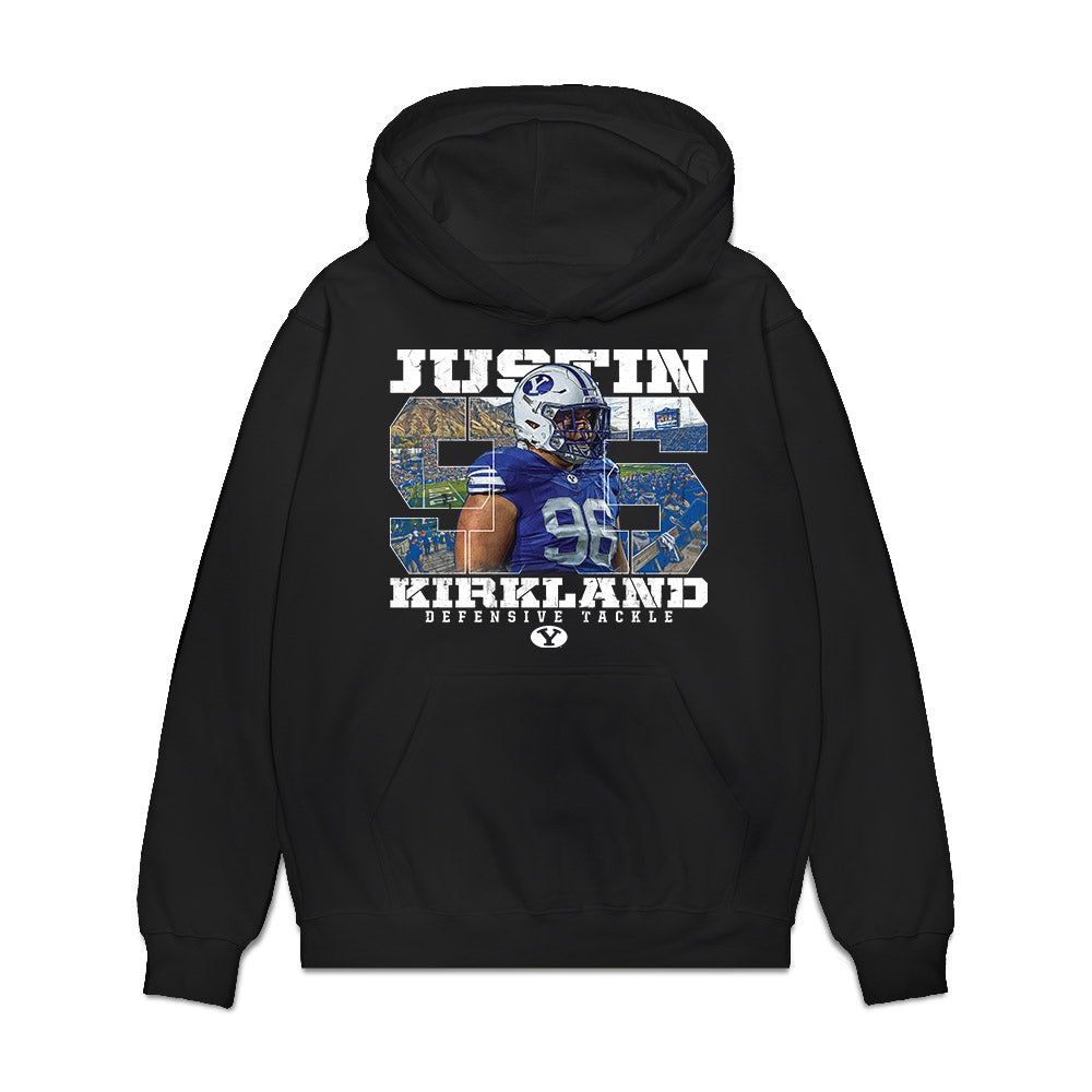 BYU - NCAA Football : Justin Kirkland - Collage Premium Hooded Sweatshirt-0
