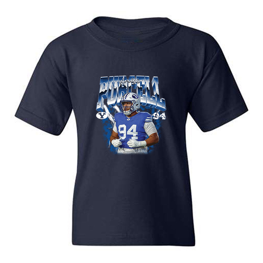 BYU - NCAA Football : Anisi Purcell - Collage Youth T-Shirt-0